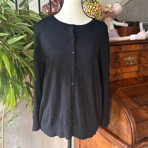 CABLE and GAUGE ladies extra large cardigan, black long sleeve sweater exc cond